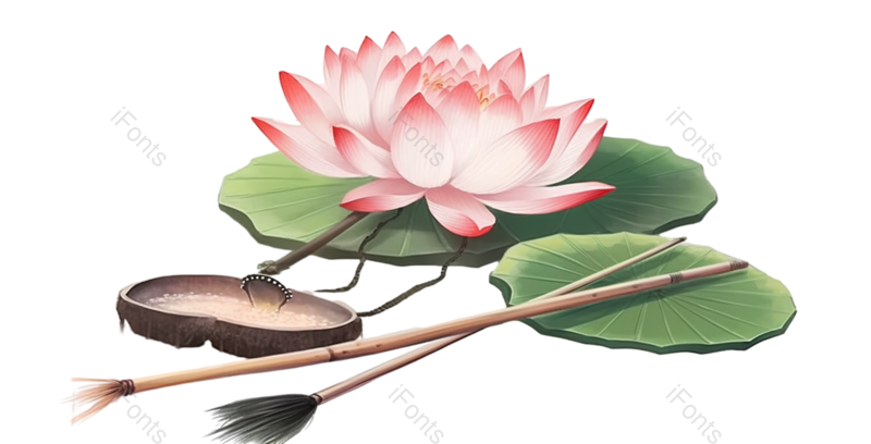 叶子图片,水墨元素,夏至PNG,元素免抠素材